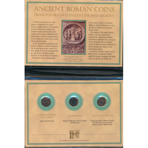 290 - Ancient Roman Coins from the era of Constantine and his sons, three bronze coins from Constantine th... 