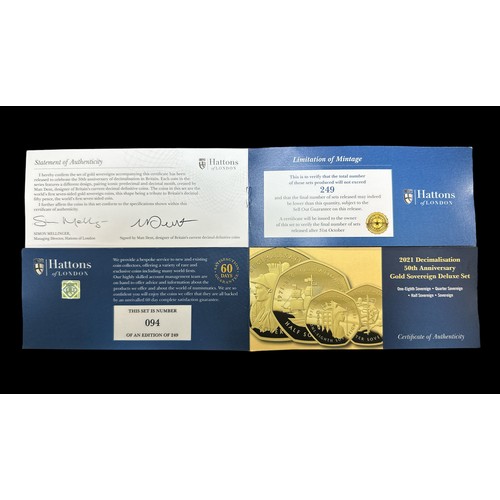 268 - Alderney 2021 Decimalisation 50th Anniversary Gold Sovereign Deluxe set with sovereign, half soverei... 