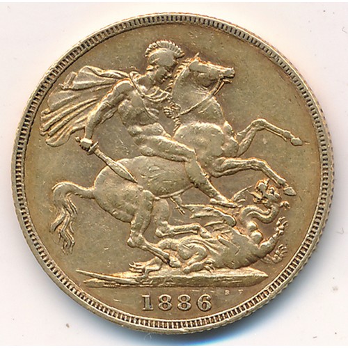 227 - Queen Victoria 1886M full gold sovereign fine.