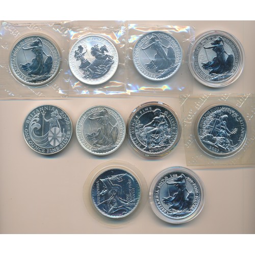 235 - Collection of silver uncirculated £2 Britannia (10) with 1998, 1999, 2002, 2003, 2004, 2005, 2007, 2... 