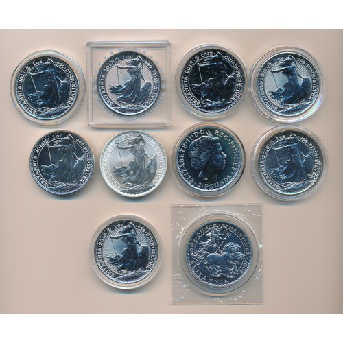 234 - Collection of silver uncirculated £2 Britannia (10) with 2004, 2009, 2012 (with Westminster certific... 