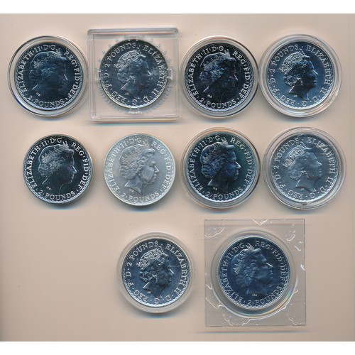 234 - Collection of silver uncirculated £2 Britannia (10) with 2004, 2009, 2012 (with Westminster certific... 