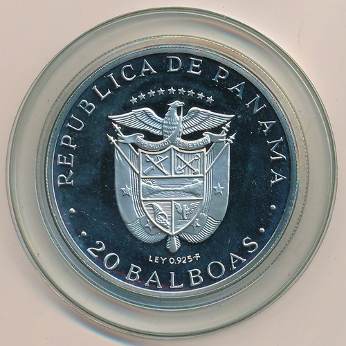 281 - Panama 1972 20 balboas boxed silver proof FDC.