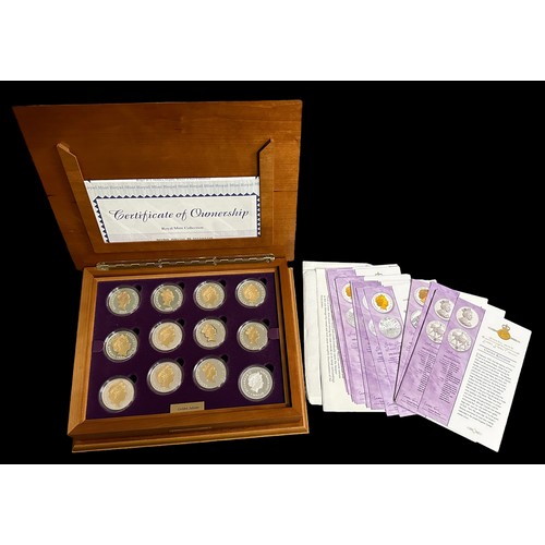 253 - Royal Mint, 2002 Golden Jubilee Collection. Sterling silver proof set, with 22 ct. gold plated detai... 