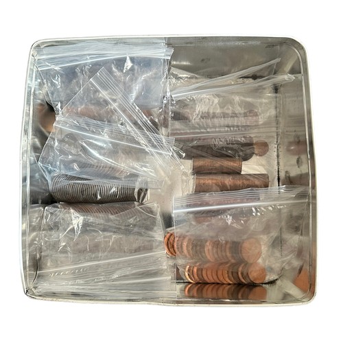 189 - Mainly 20th Century pre-decimal coin collection, in 5 tins, mostly in individual plastic coin packet... 