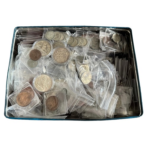 189 - Mainly 20th Century pre-decimal coin collection, in 5 tins, mostly in individual plastic coin packet... 