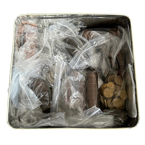 189 - Mainly 20th Century pre-decimal coin collection, in 5 tins, mostly in individual plastic coin packet... 