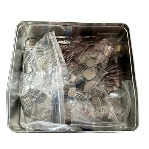 189 - Mainly 20th Century pre-decimal coin collection, in 5 tins, mostly in individual plastic coin packet... 