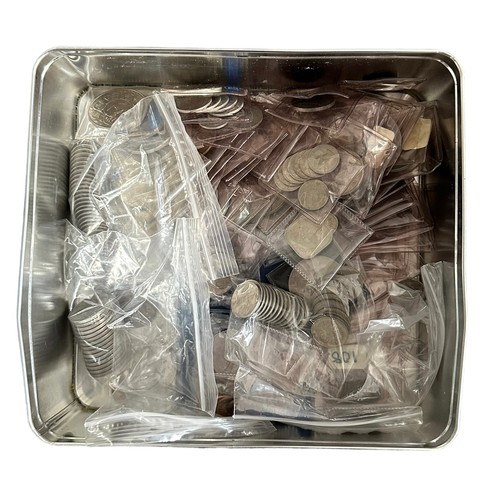 189 - Mainly 20th Century pre-decimal coin collection, in 5 tins, mostly in individual plastic coin packet... 