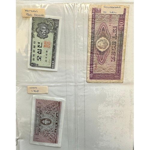 295 - World banknotes (64), in an album, in mixed condition with examples from China, Greece, GB, Ireland,... 