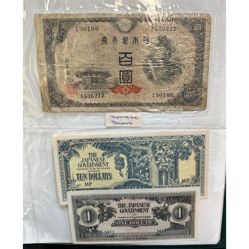 295 - World banknotes (64), in an album, in mixed condition with examples from China, Greece, GB, Ireland,... 