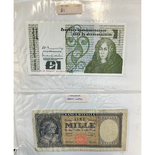 295 - World banknotes (64), in an album, in mixed condition with examples from China, Greece, GB, Ireland,... 