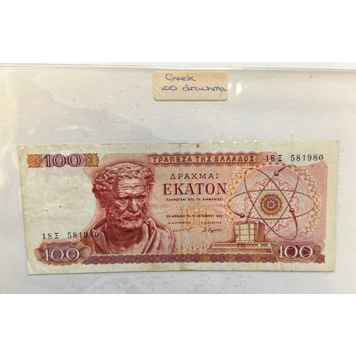 295 - World banknotes (64), in an album, in mixed condition with examples from China, Greece, GB, Ireland,... 