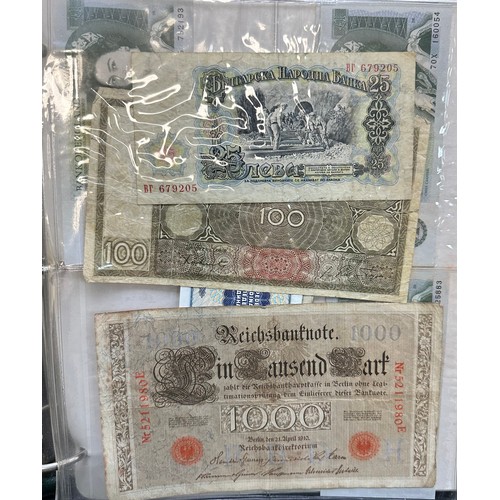 295 - World banknotes (64), in an album, in mixed condition with examples from China, Greece, GB, Ireland,... 