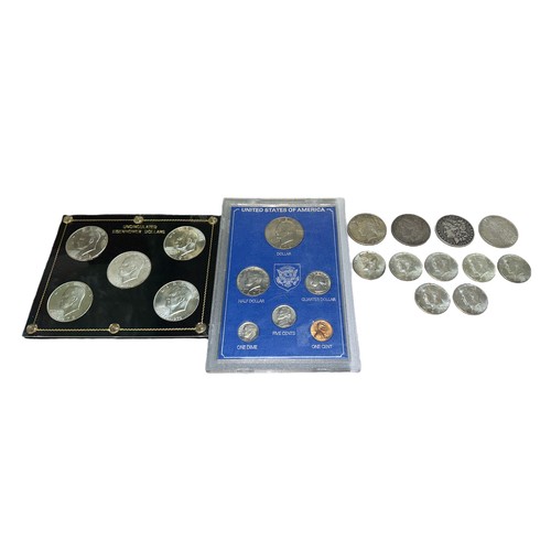 286 - USA coin collection with silver dollars 1886O, 1891S, 1921, 1923, Kennedy half dollars (7), range of... 