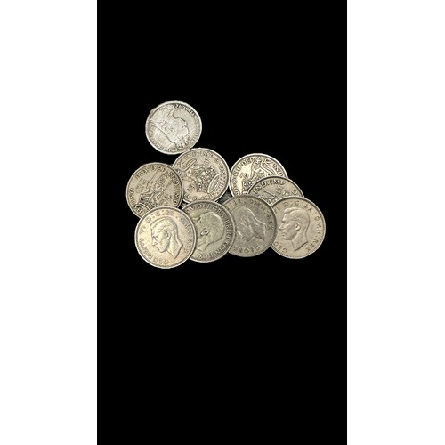 193 - Collection of pre-decimal coins in mixed condition, with some silver content, with ranges of florins... 