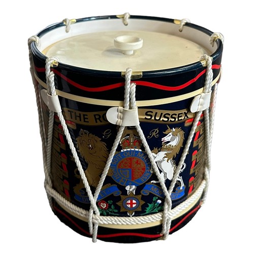 81 - The Royal Sussex Regiment, replica ice bucket in the shape of a drum. With Sussex regiment decoratio... 