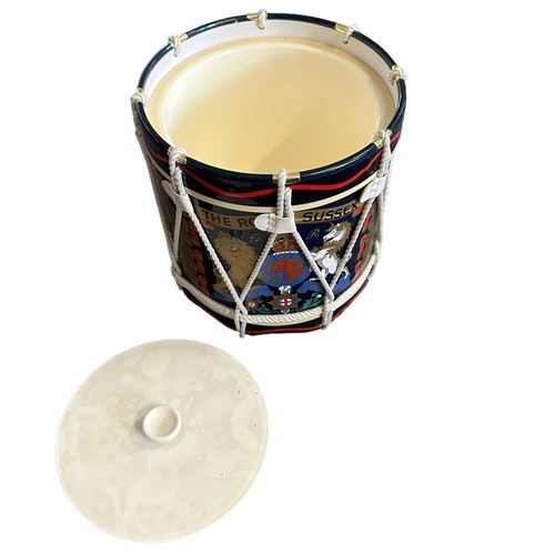 81 - The Royal Sussex Regiment, replica ice bucket in the shape of a drum. With Sussex regiment decoratio... 