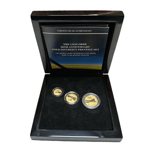 273 - 2019 Concorde 50th Anniversary Gold Sovereign Prestige set of 3 (sovereign, half sovereign and quart... 