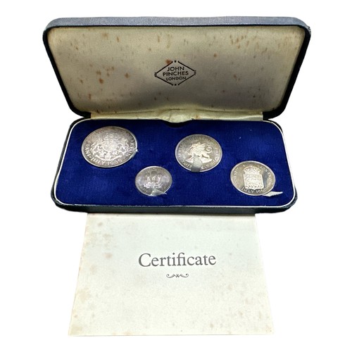 182 - 1969 Prince Charles Investiture cased set of four Britannia silver medals (sizes approximating to 1/... 