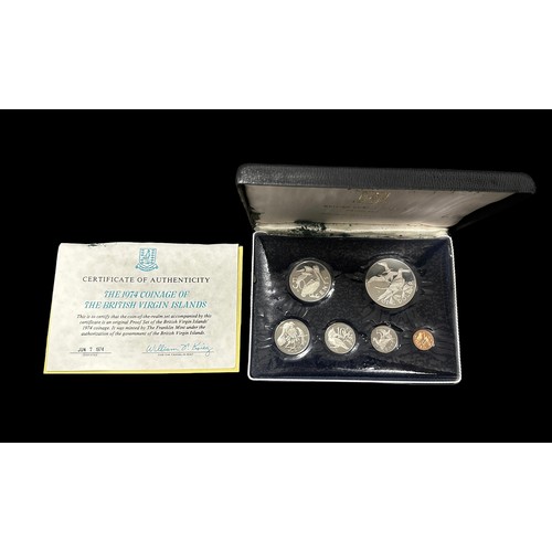 265 - World coin range with cased proof sets FDC British Virgin Islands 1974, GB 1970, Jamaica 1971, cased... 