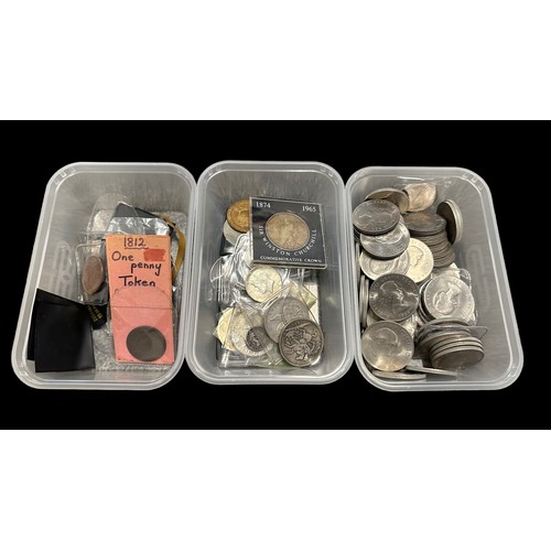 266 - World coins collection, mainly 20th Century, in mixed condition with GB crowns 1890, 1935, USA dolla... 