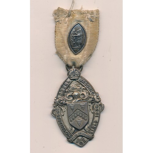 151 - Hallmarked silver Royal Masonic Institution for Girls 1935 Medal, with Warwickshire insignia to ribb... 