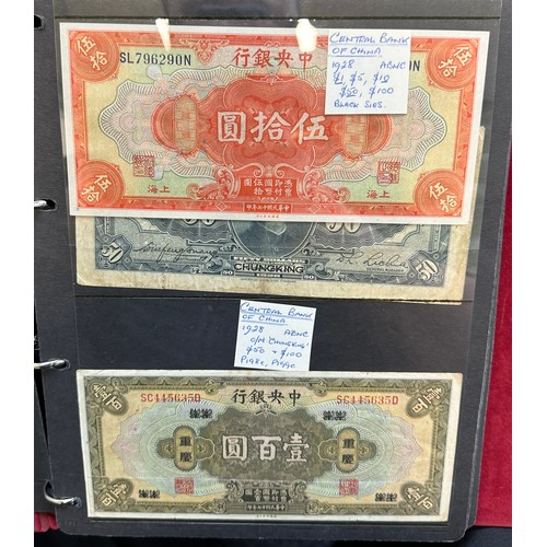 301 - Central Bank of China banknote collection (100+), in an album, in variable condition with 1928 $50 (... 