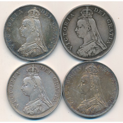 202 - Range of double florins (4), fine to very fine with 1887 (2) and 1889 (2).