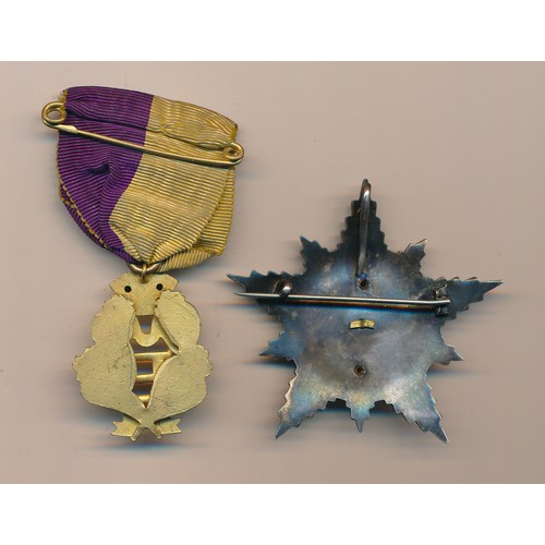 154 - Honorary Knight Of The League Medal and Honorable Order Of The Grand Star First Grade Badge. Enamel ... 