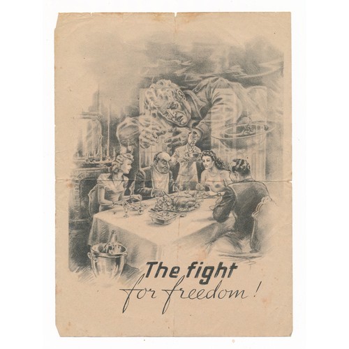 124 - ‘The Fight for freedom!’ Second World War airborne German Propaganda leaflet, front depicts Dwight E... 