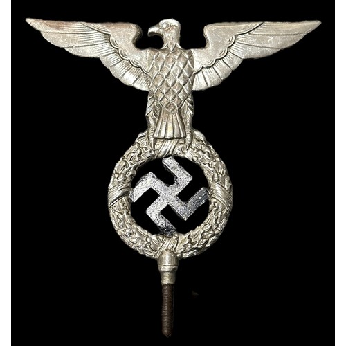 65 - Germany, Third Reich early NSDAP flag pole top. National Eagle motif on top of the Swastika, screw b... 