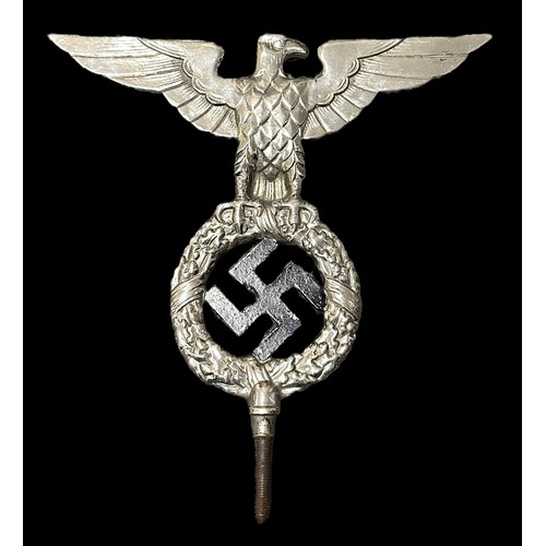 65 - Germany, Third Reich early NSDAP flag pole top. National Eagle motif on top of the Swastika, screw b... 