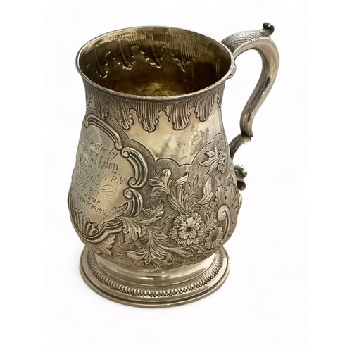 89 - William & Robert Peaston, George III 18th Century hallmarked silver tankard won by Army Seargeant He... 