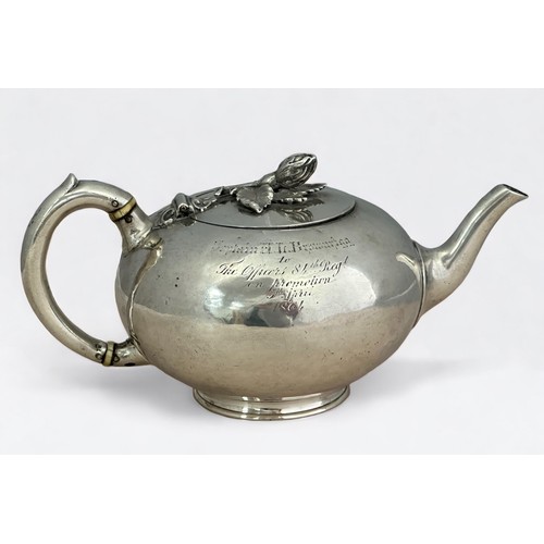 90 - Smith & Son, (Stephen Smith) 19th Century Victorian hallmarked silver bullet teapot, floral raised t... 