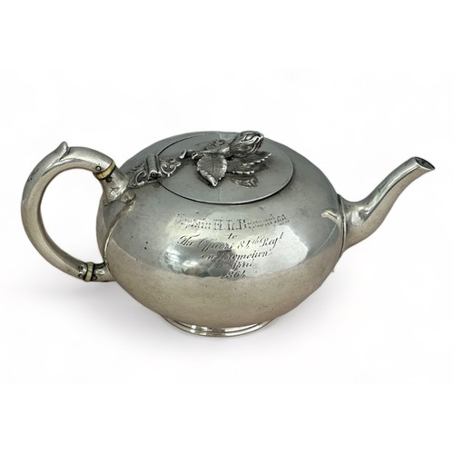 90 - Smith & Son, (Stephen Smith) 19th Century Victorian hallmarked silver bullet teapot, floral raised t... 