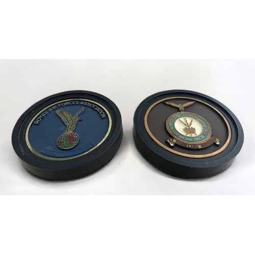 86 - R.A.F, pair of Royal Air Force round plaques, made by Thermoplastics, Holland. With; ‘ Royal Air For... 