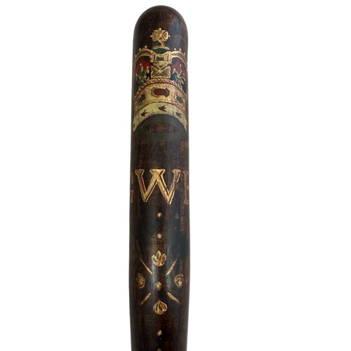 110 - Great Western Railway wooden truncheon, hand painted in gilt with  G. W. R. below a crown. Tightly r... 