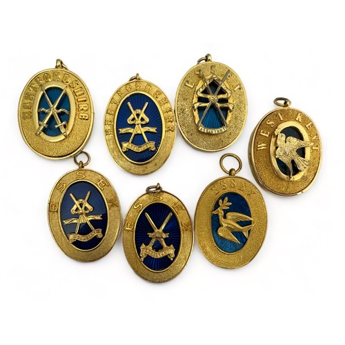 152 - Selection of seven masonic collar jewels to include; Essex Assistant Grand Sword Bearer (x2), Hertfo... 