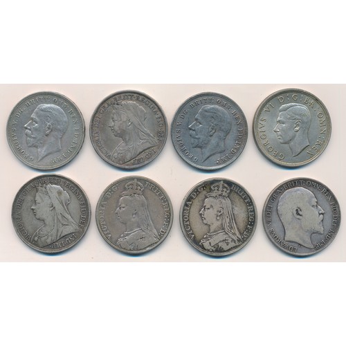 197 - Collection of crowns (8), in mixed condition with 1890, 1891, 1893, 1897, 1902, 1935 (2) and 1937.