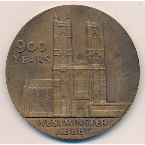 164 - 1965 Westminster Abbey 900 years 57mm commemorative bronze medal in fitted Royal Mint case of issue.