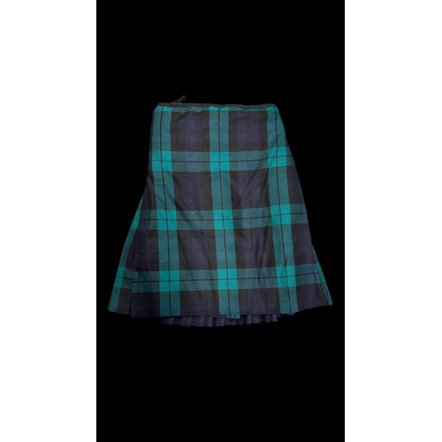 82 - Scottish Tartan Military kilt, Royal Regiment of Scotland, green tartan pattern, leather straps. Int... 