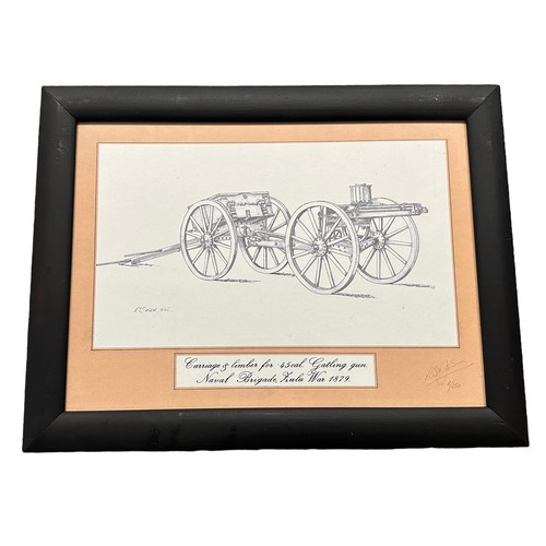 79 - Pair of limited edition Gatling gun prints by R. S. Driver, ’45 Inch Gatling gun for Naval service 1... 