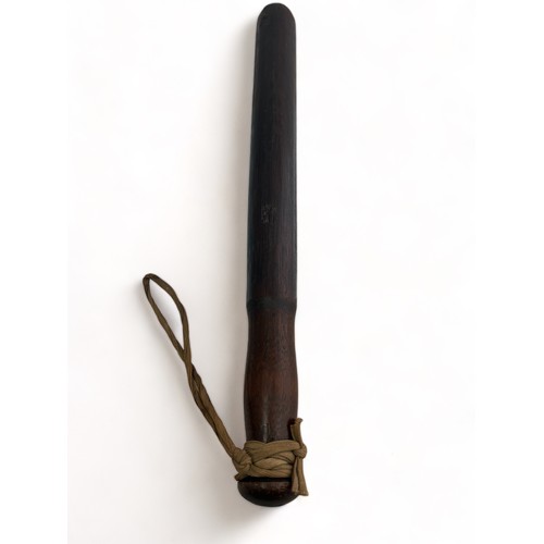 106 - Hardwood Military Police truncheon, imprinted to two places with ‘ MP ‘ under crown Military Police ... 