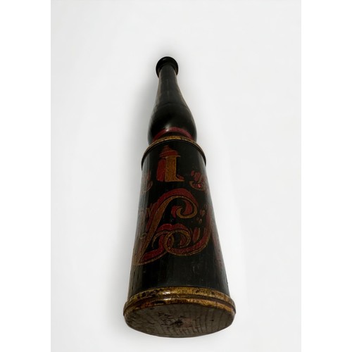 107 - Victorian hardwood Railway / Police truncheon, unusual shape, hand painted in red and yellow, VR ins... 