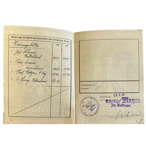 60 - Germany, Third Reich group of three Work Passes, various levels of detail. All in good condition. (3... 