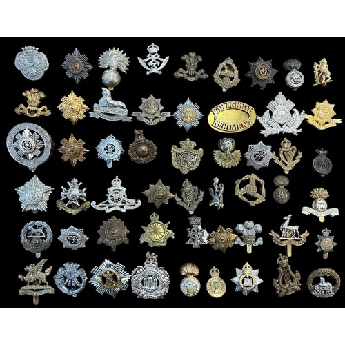 94 - Mixed lot of military cap badges etc (53), with examples of The Royal Scots, Brecknockshire, Notts &... 