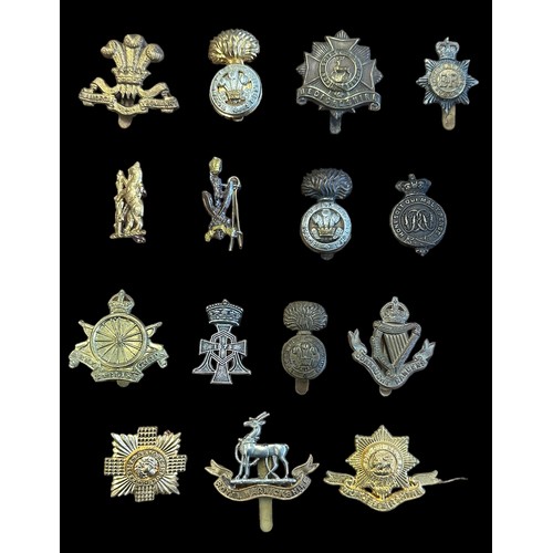 94 - Mixed lot of military cap badges etc (53), with examples of The Royal Scots, Brecknockshire, Notts &... 