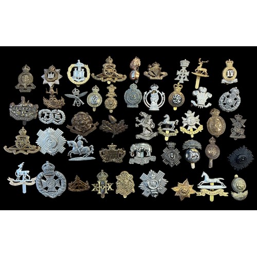 96 - Mixed lot of military cap badges etc (45), including examples of Royal Warwickshire, Royal Hospital ... 