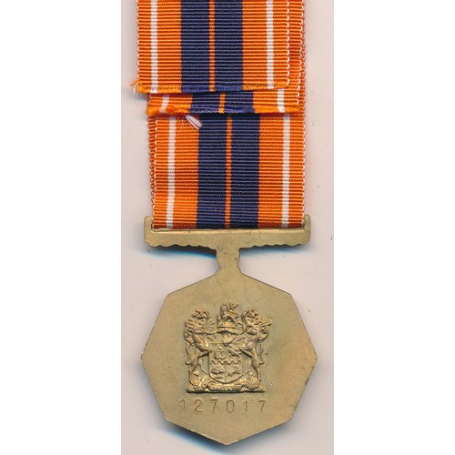 44 - South Africa, Pro Patria South African Defence Force Medal awarded to 127017. With ribbon.